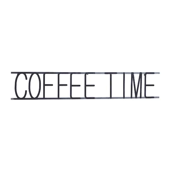 46" Black Coffee Time Iron Wall Sign